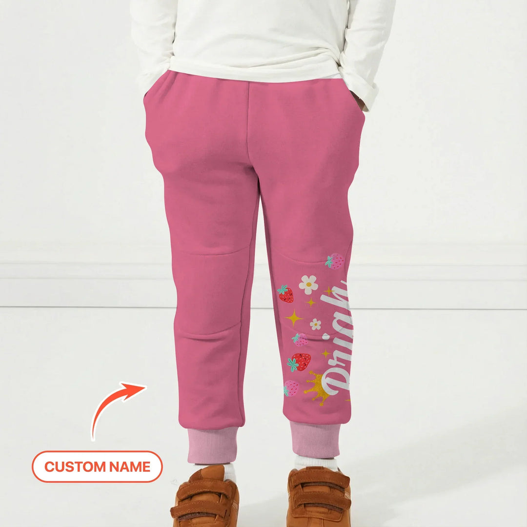 Custom Name Strawberry Girl Bamboo Jogger