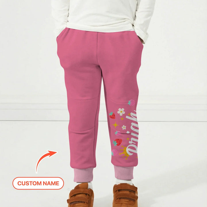 Custom Name Strawberry Girl Bamboo Jogger