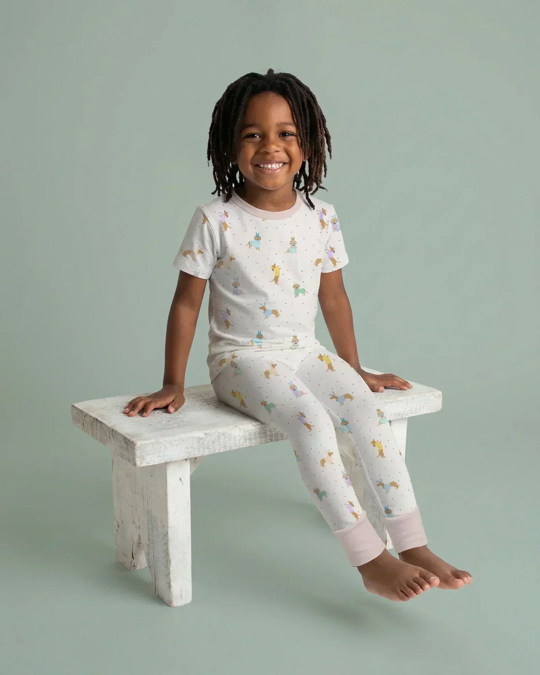 Easter Dachshund Bamboo Two Piece Short Sleeve Pajama Set