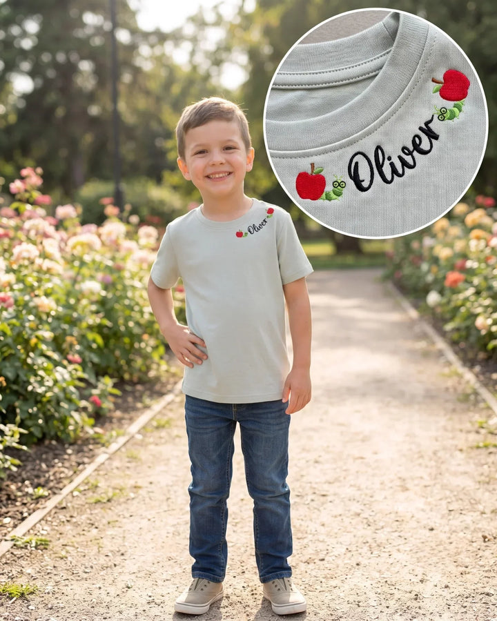 Custom Name Hungry Learner Embroidered Bamboo Crewneck T-Shirt