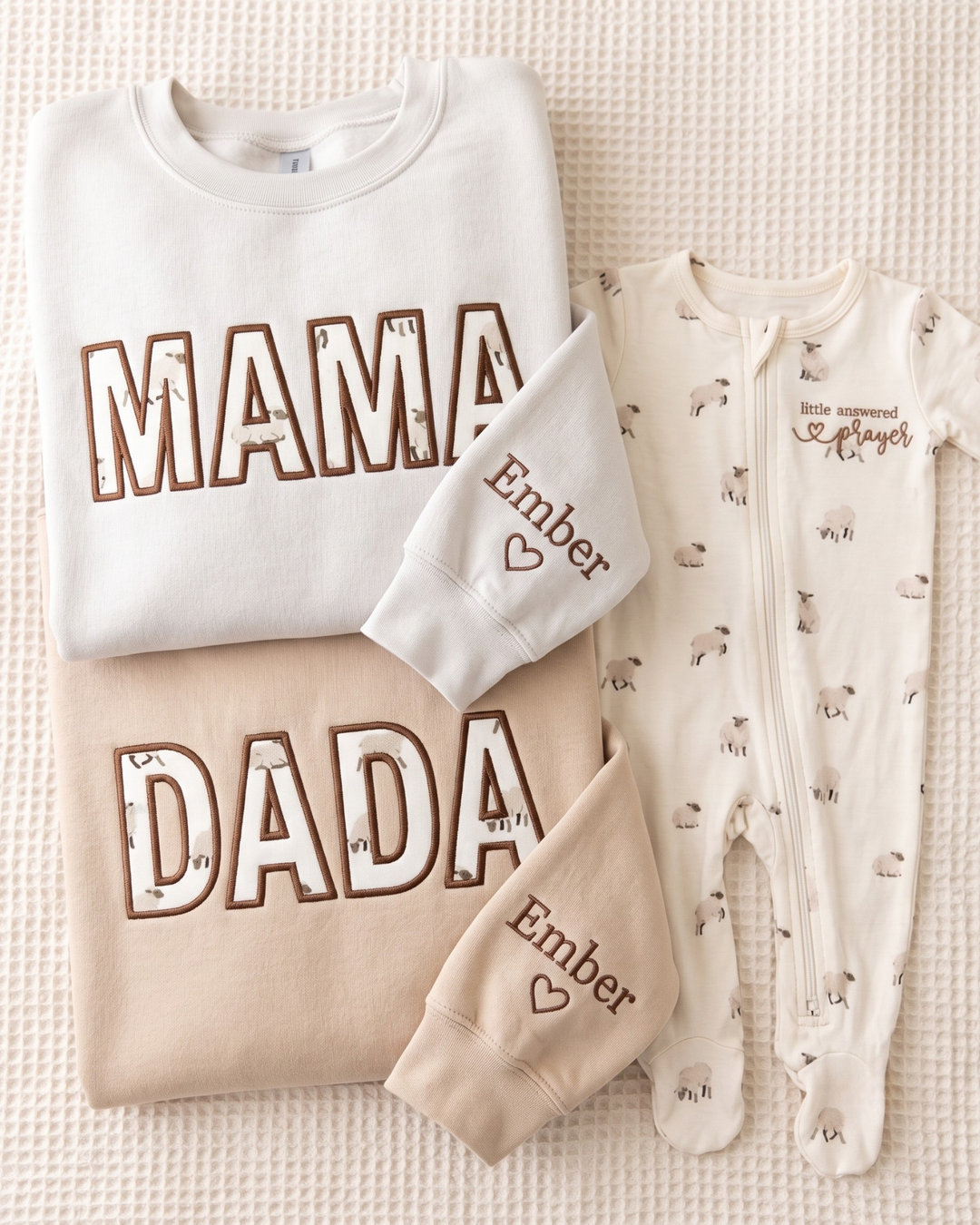 Pray Mama Appliqué Embroidered Bamboo Women Crewneck Sweatshirt