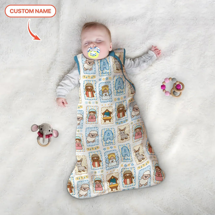 Custom Name Christmas Nativity Bamboo Sleep Bag