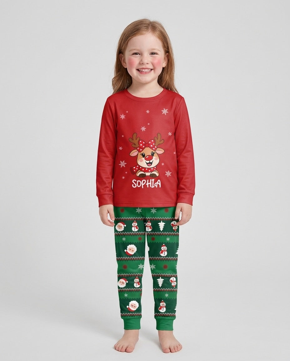 Merry Reindeer Bamboo Two Piece Long Sleeve Pajama Set