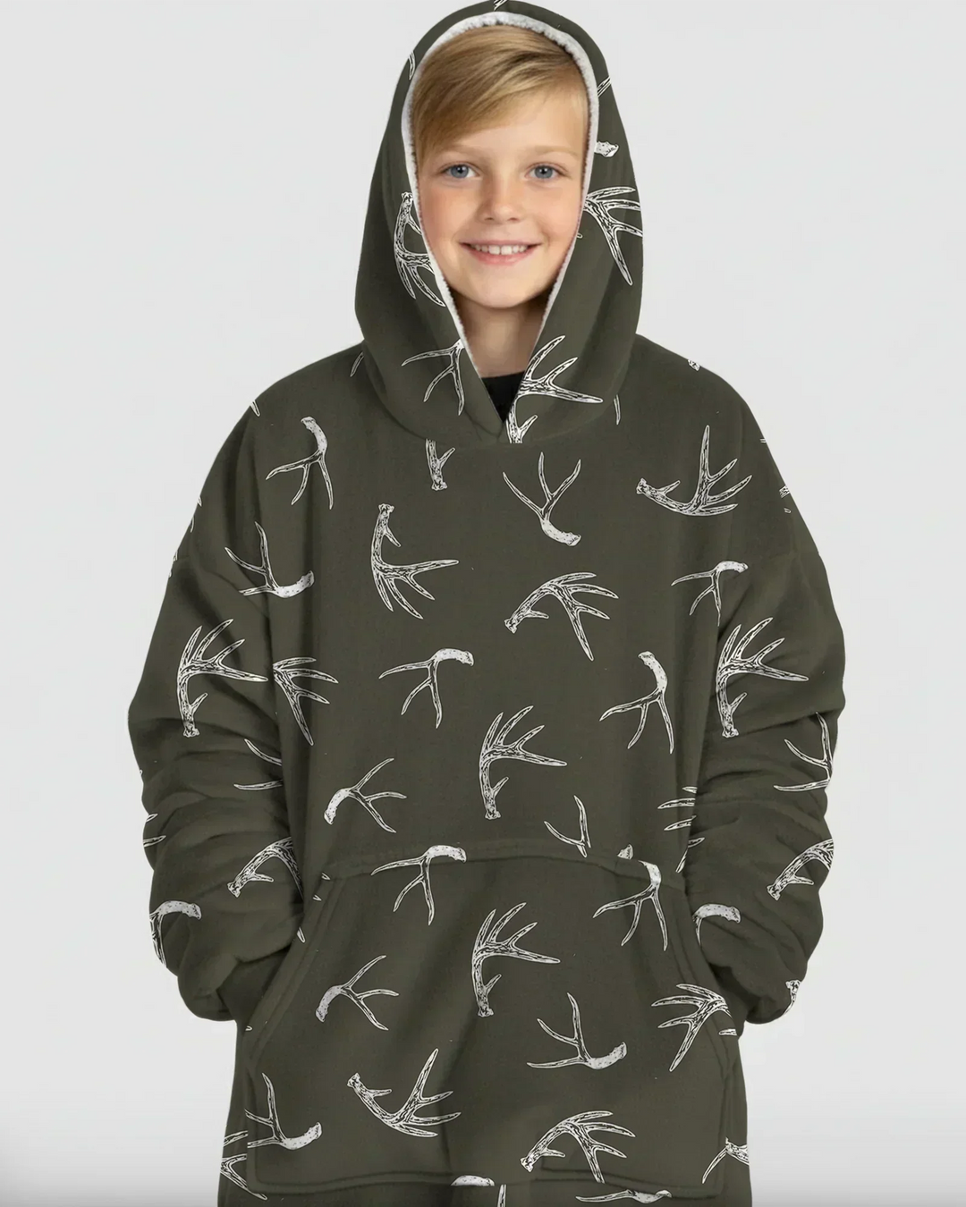 Antlers Minimalism Wearable Bamboo Blanket Hoodie