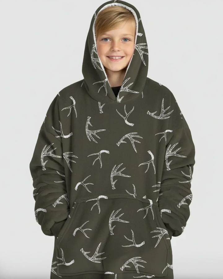 Antlers Minimalism Wearable Bamboo Blanket Hoodie