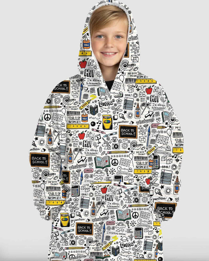 School Days Doodles Bamboo Blanket Hoodie