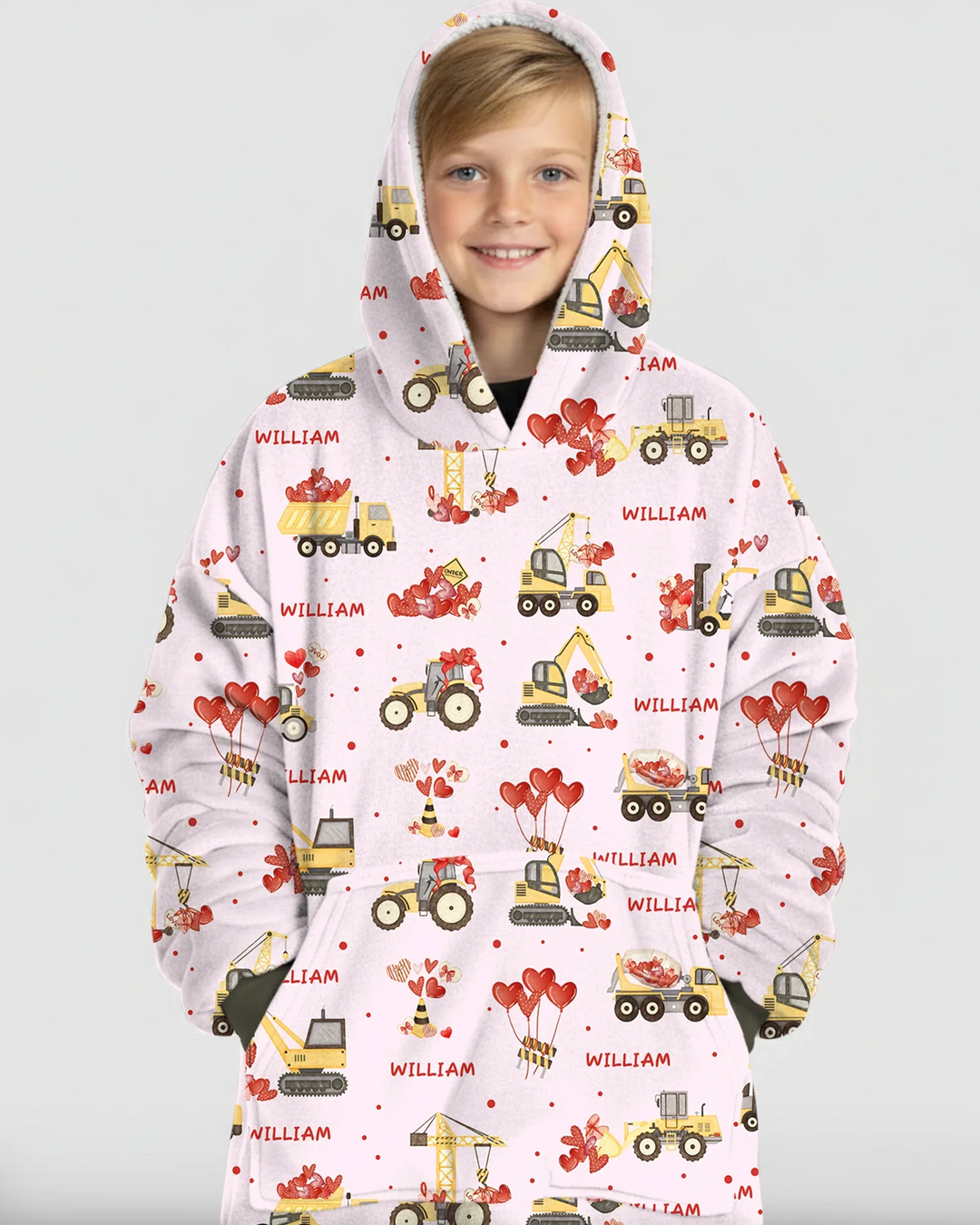 Custom Name Valentine Trucks Family Matching Bamboo Blanket Hoodie