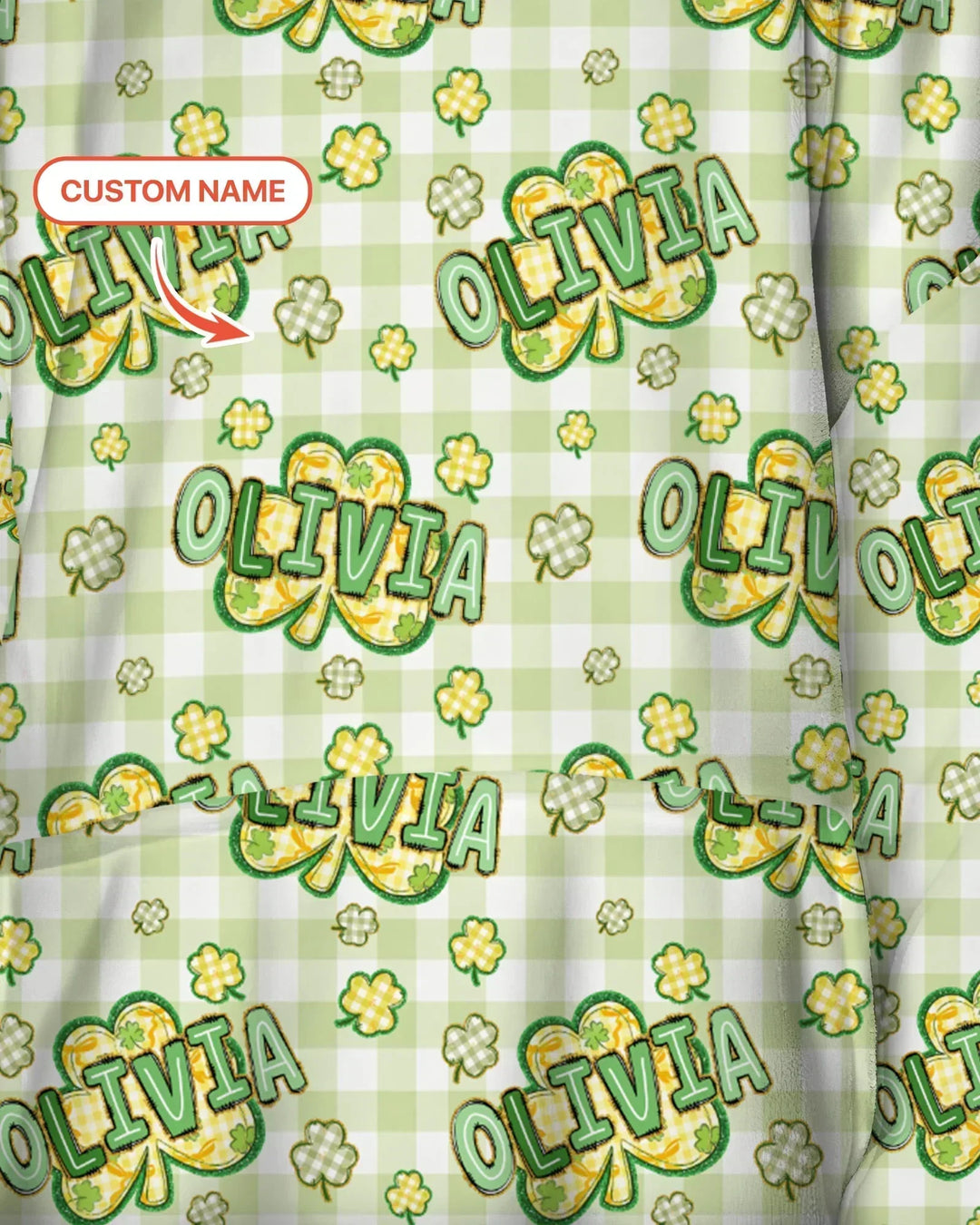 Lucky Shamrock Custom Name Bamboo Blanket Hoodie
