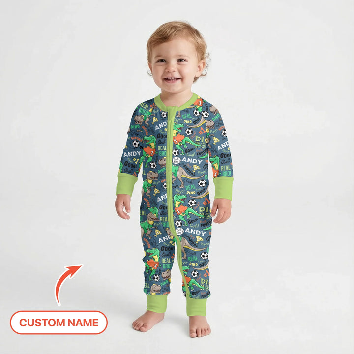 Custom Name Dino Soccer Bamboo Convertible Zippy