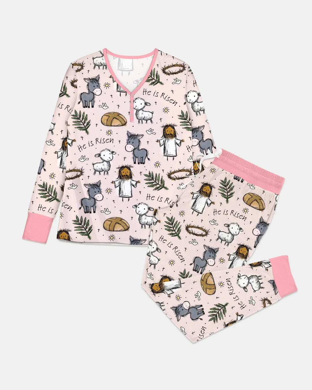 He Is Risen Easter Family Matching Bamboo Women Pajama Set