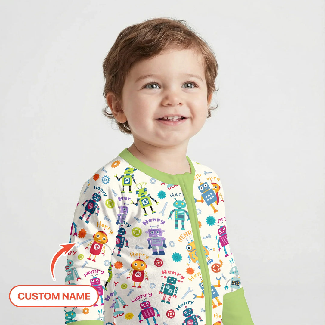 Robo Buddy Squad Custom Name Bamboo Convertible Zippy