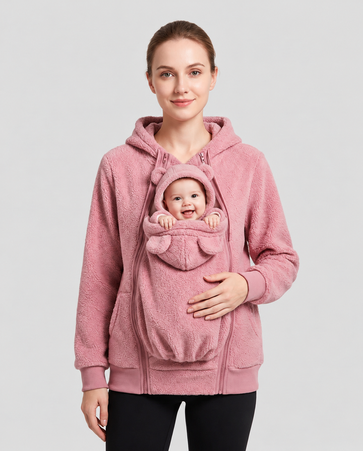 Cozy Wear Plush Fleece Mama & Baby Carrier Hoodie