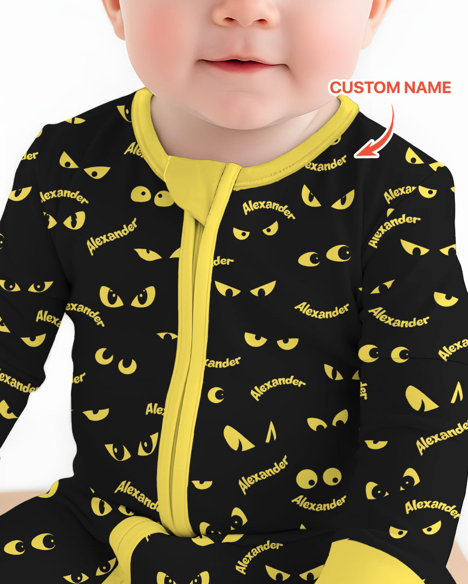 Custom Name Halloween Spooky Cat Eyes -  Personalized Convertible Zippy