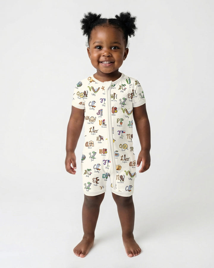 Texas Alphabet Bamboo Shorty Zippy