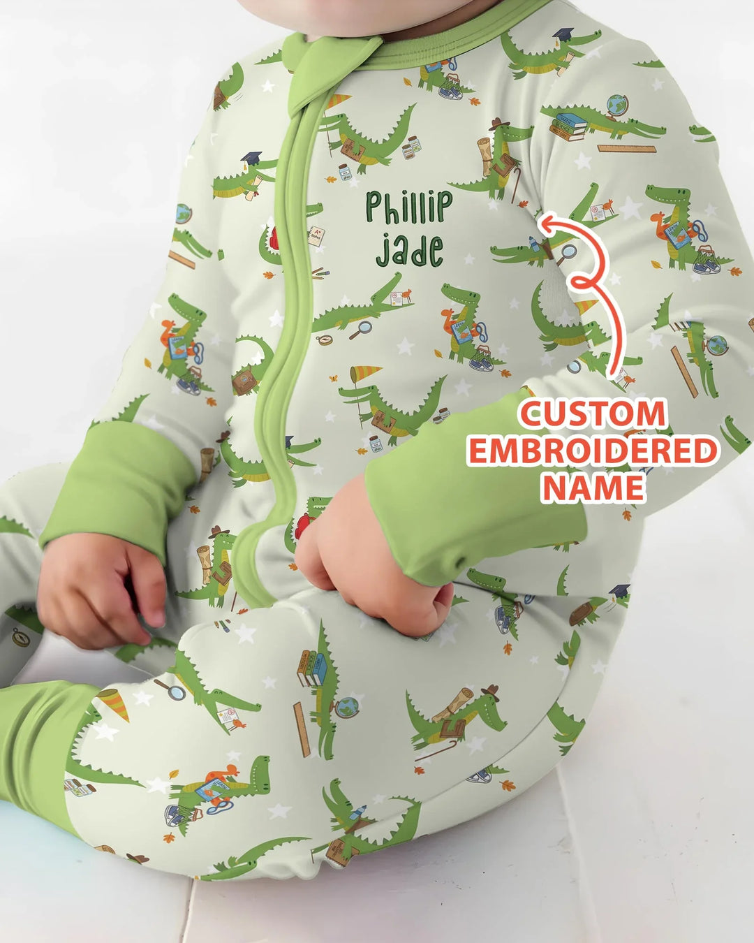 Custom Name Embroidered Alligator Bamboo Convertible Zippy