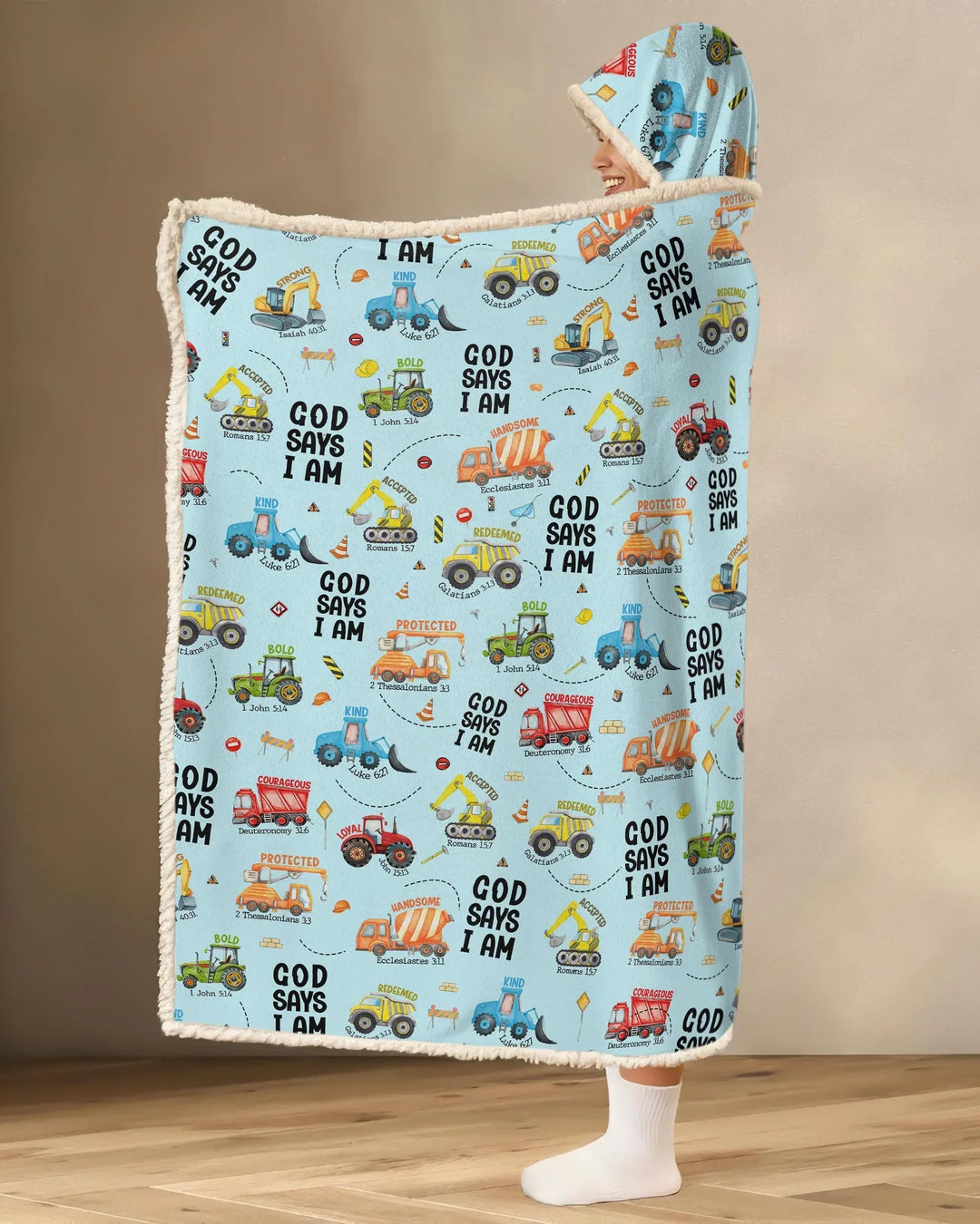 God Says I Am Boy Bamboo Wearable Hooded Blanket
