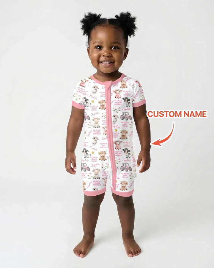 Custom Name God Says I Am Farm Animals Bamboo Shorty Zippy