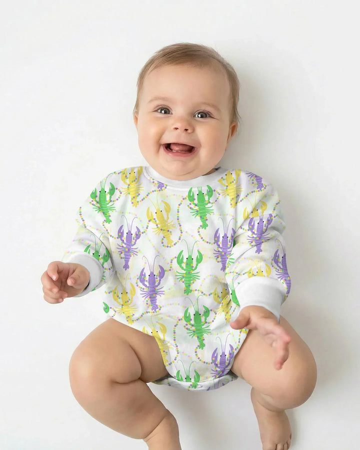 Mardi Gras Crawfish Family Matching Bamboo Bubble Romper