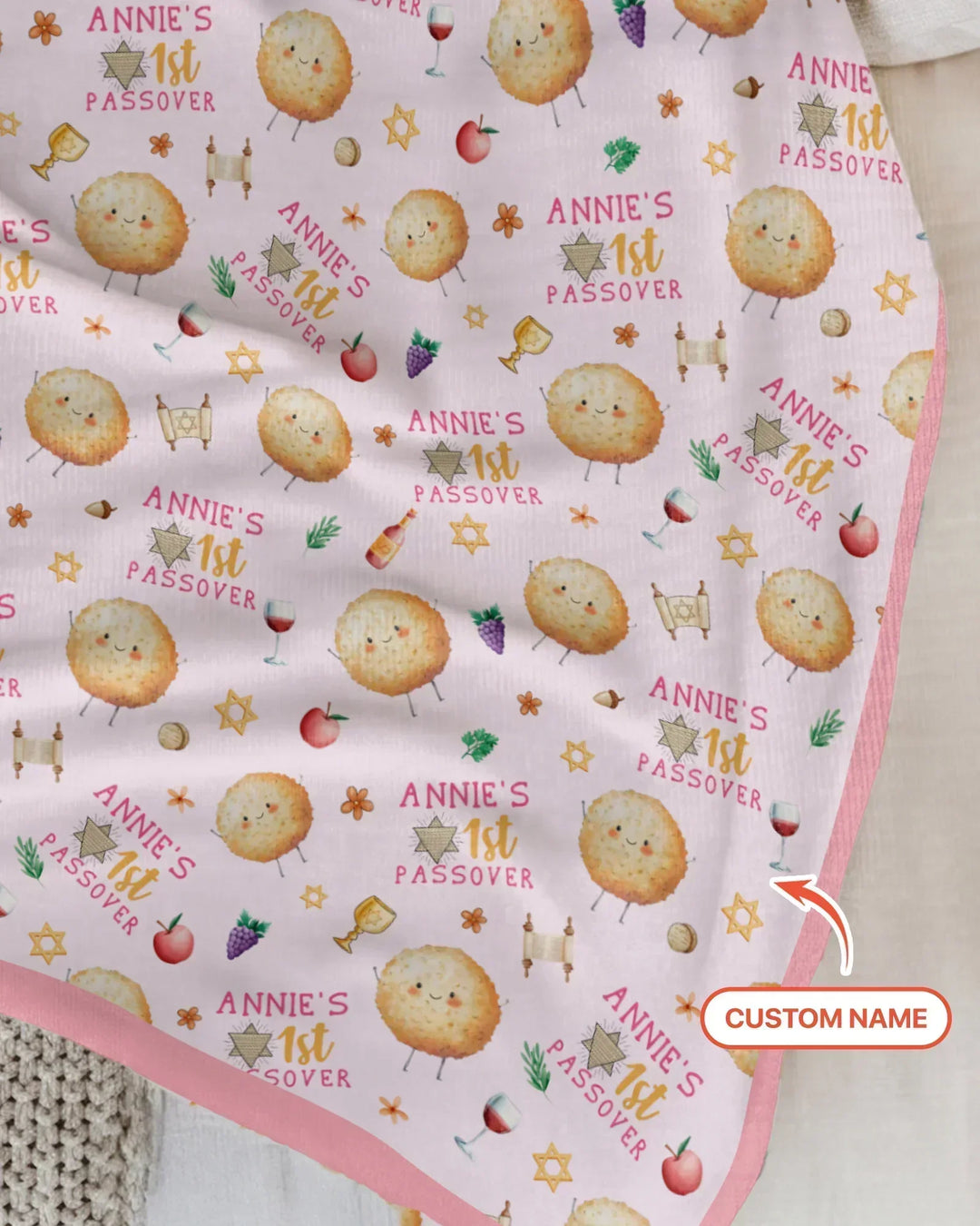 Custom Name 1st Passover Bamboo Blanket