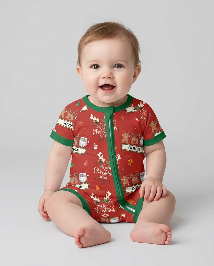 Custom Name Merry Christmas My Deer 2026 Bamboo Shorty Zippy