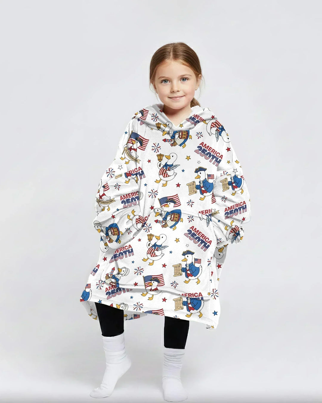 Patriotic Goose Celebrating 250 Years Wearable Bamboo Blanket Hoodie