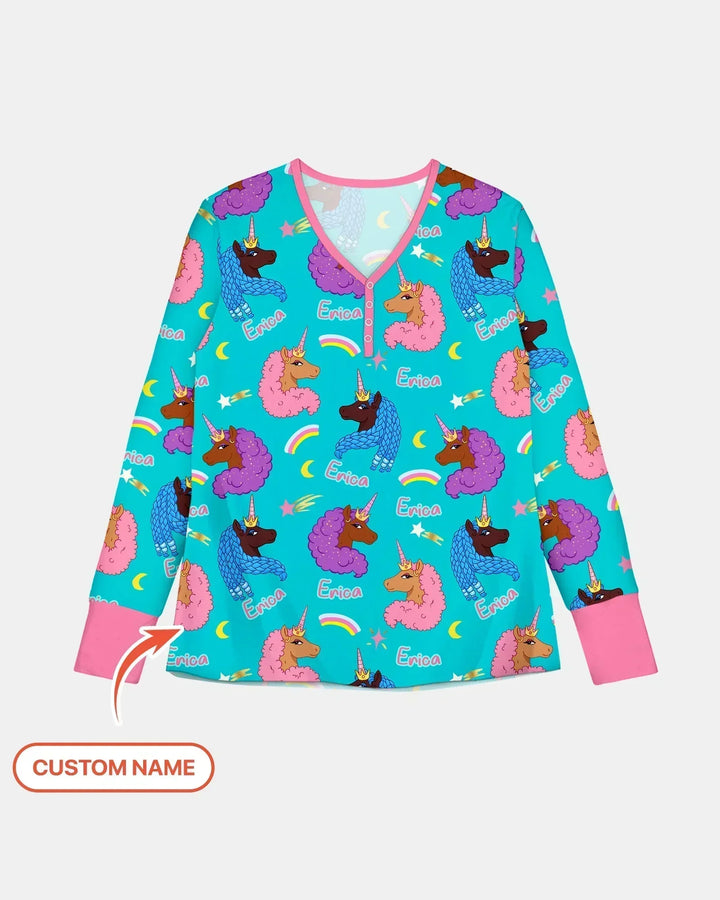 African Astro Unicorn Bamboo Women Pajama Set