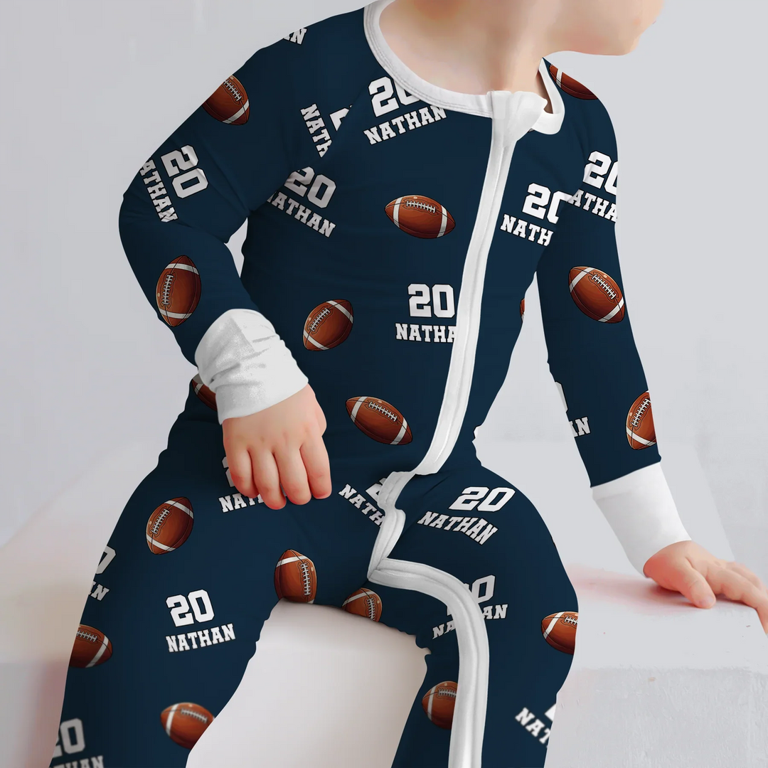 Football Pattern Personalized Bamboo Convertible Zippy
