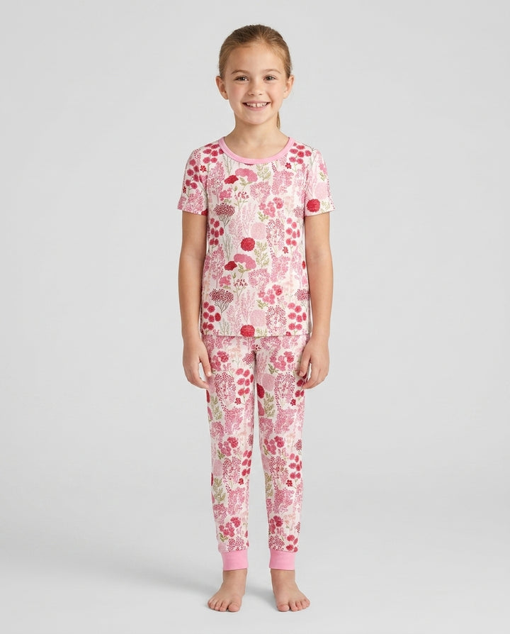 Blushing Wildflowers Bamboo Two Piece Short Sleeve Pajama Set