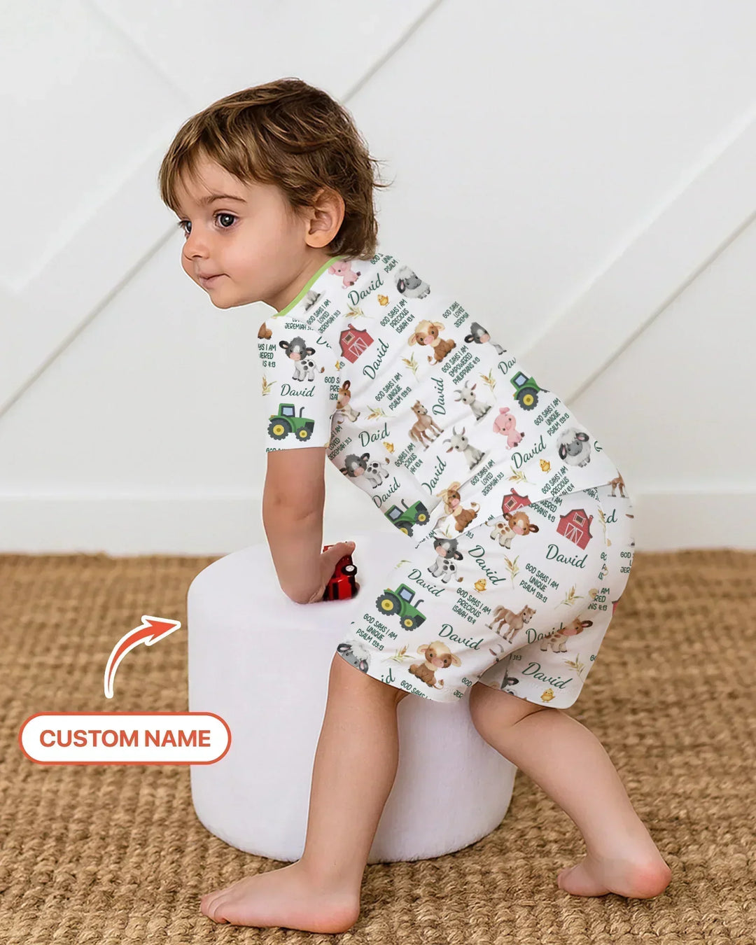 Custom Name God Says I Am Farm Animals Bamboo Two Piece Short Sleeve Shorts Pajama Set