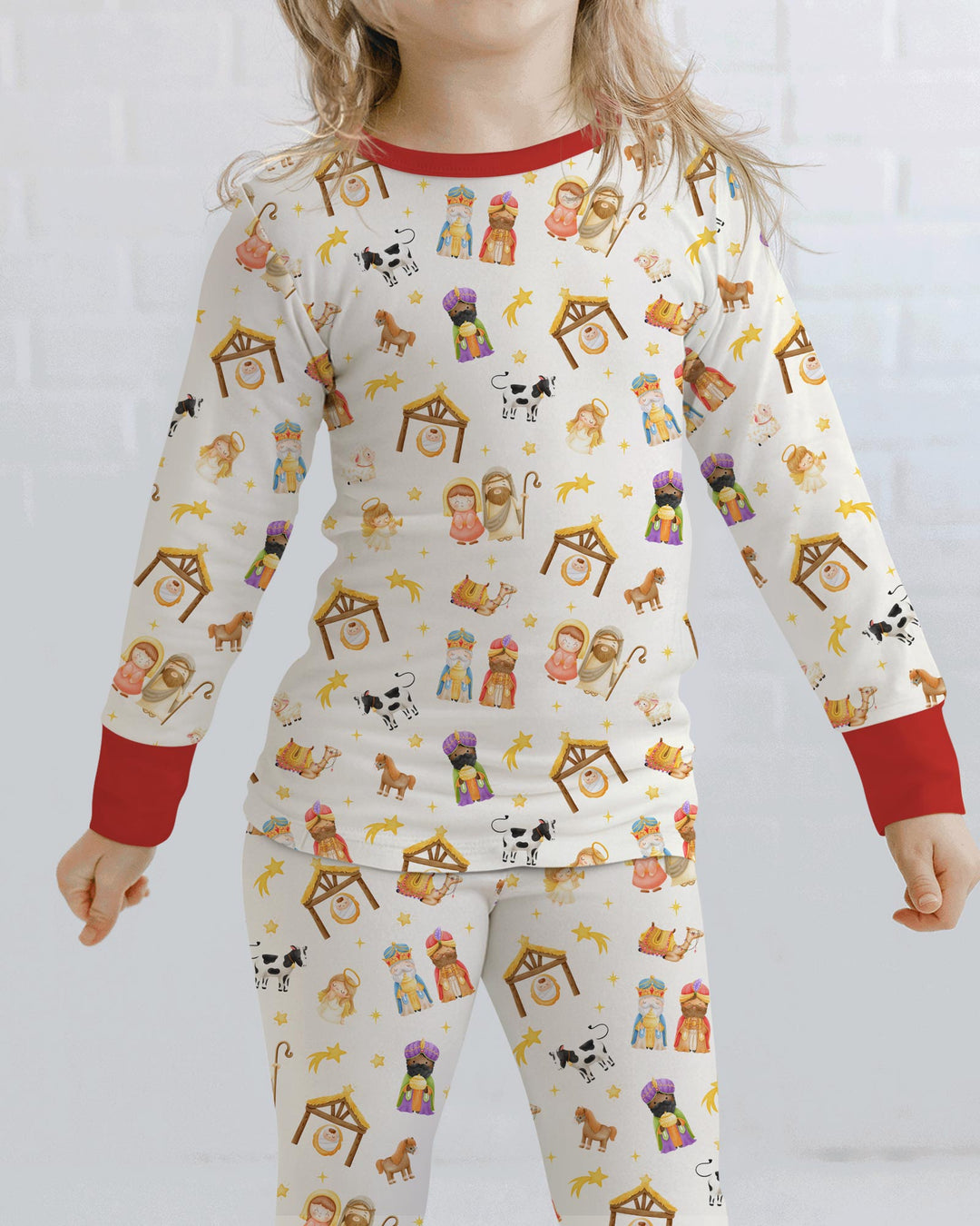 Away In A Manger Bamboo Two Piece Long Sleeve Pajama Set