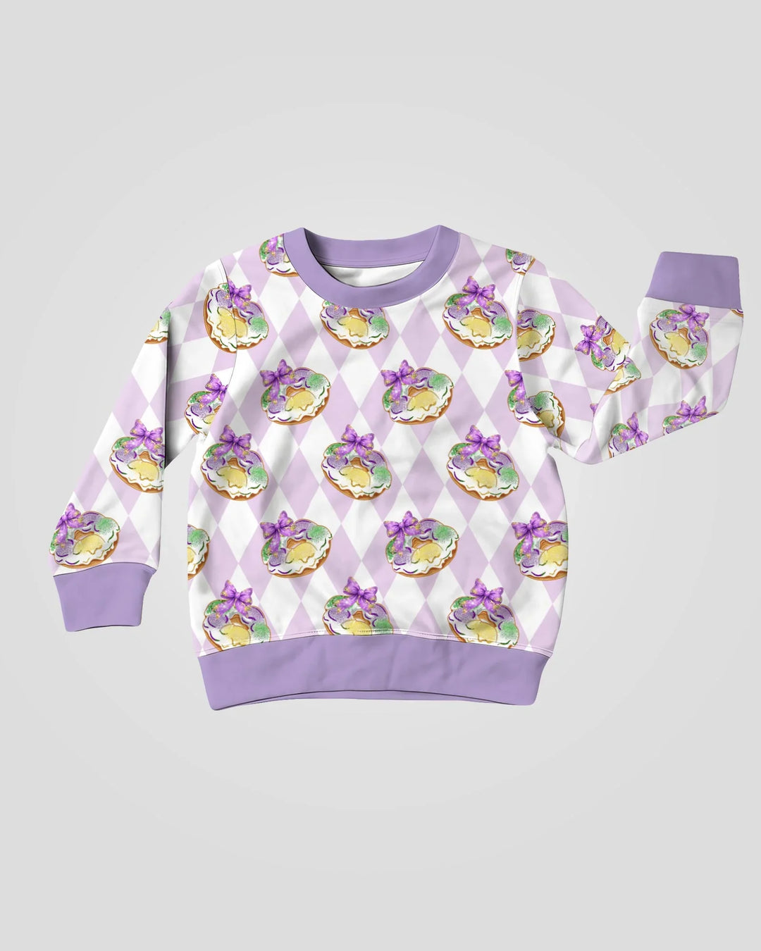 Mardi Gras Donut Bamboo Crewneck Sweatshirt