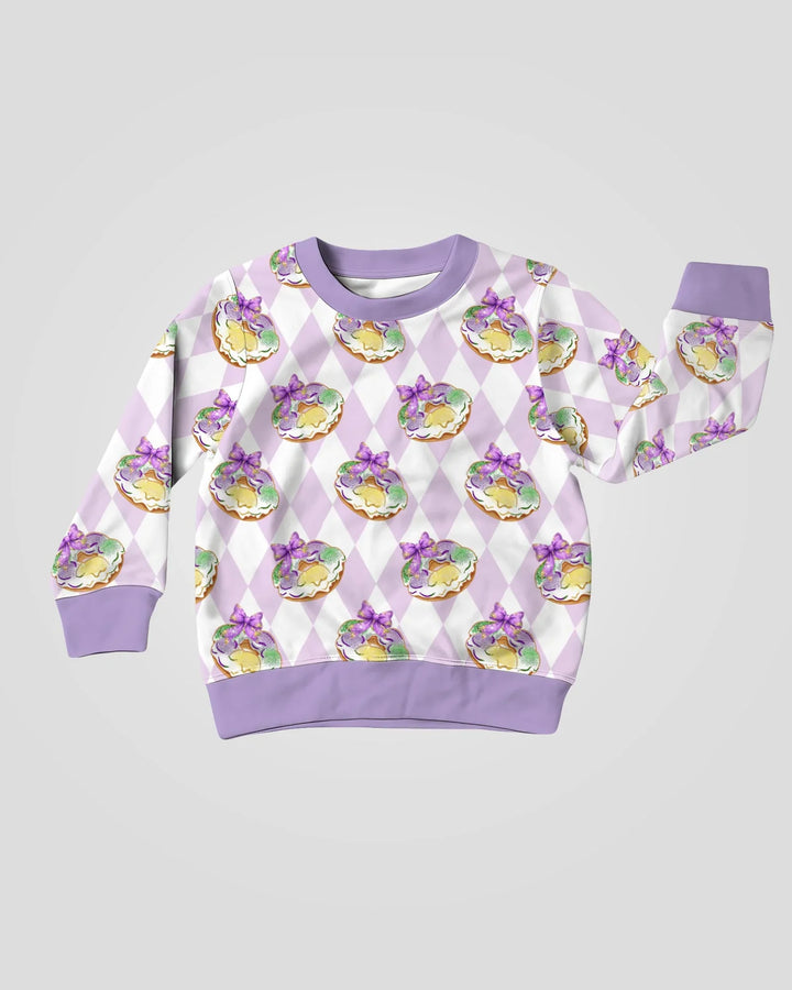 Mardi Gras Donut Bamboo Crewneck Sweatshirt