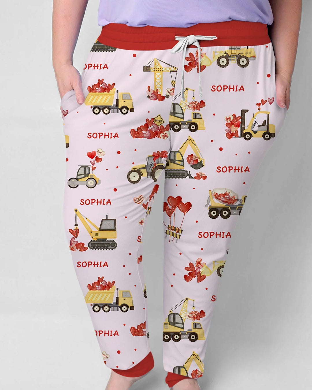 Custom Name Valentine Trucks Family Matching Bamboo Women Pajama Set