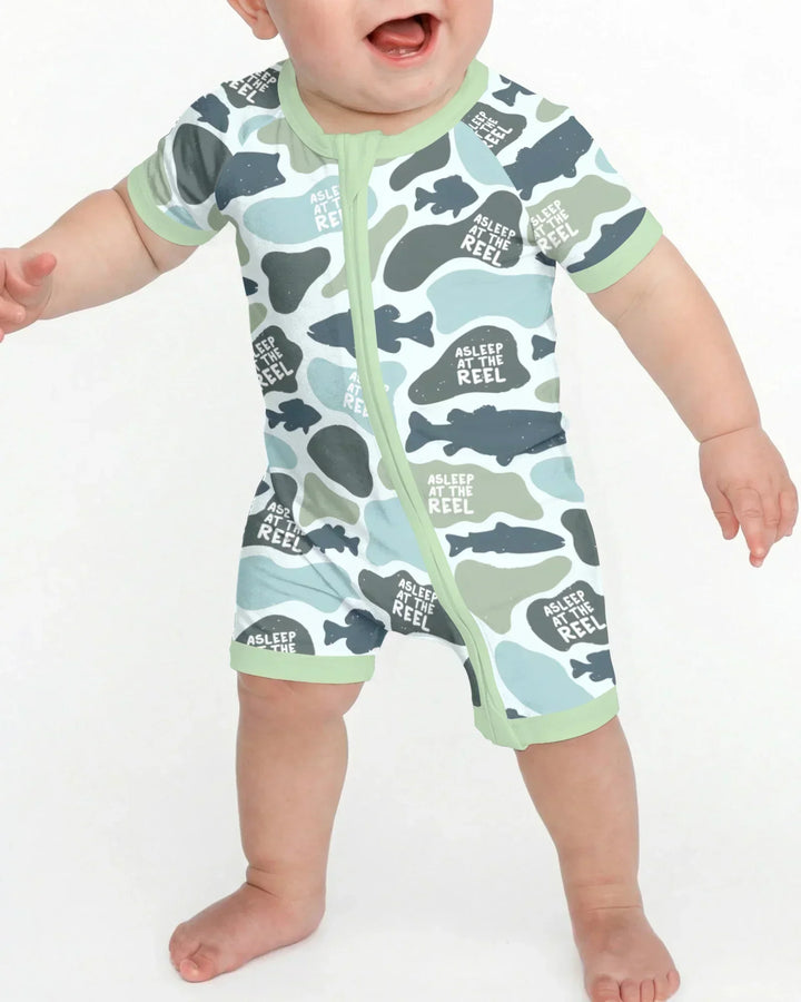 Asleep At The Reel Matching Daddy & Me Bamboo Shorty Zippy