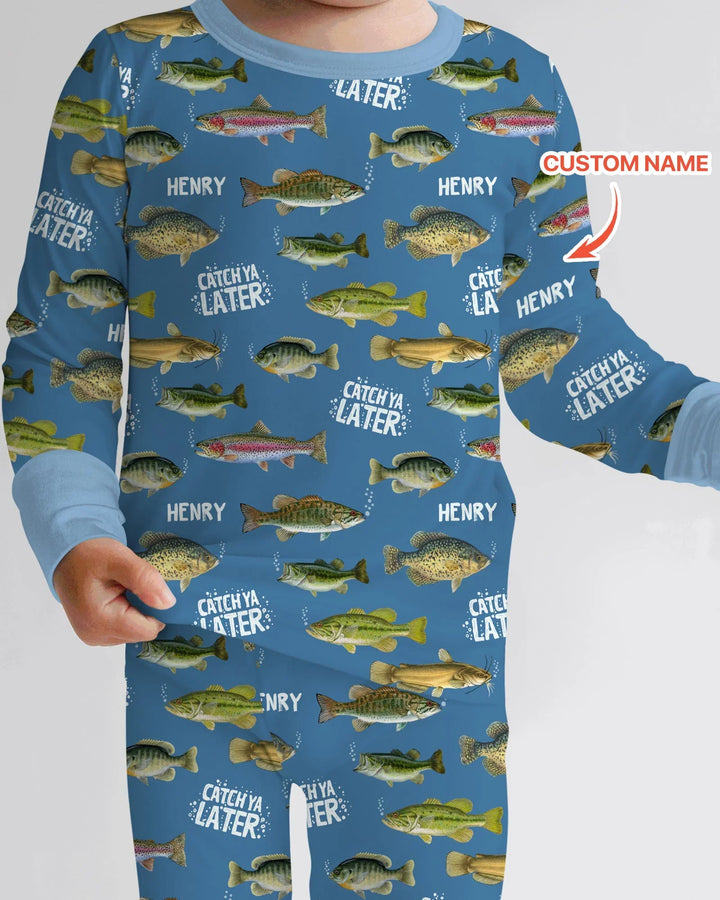 Catch Ya Later Matching Daddy & Me Bamboo Two Piece Long Sleeve Pajama Set