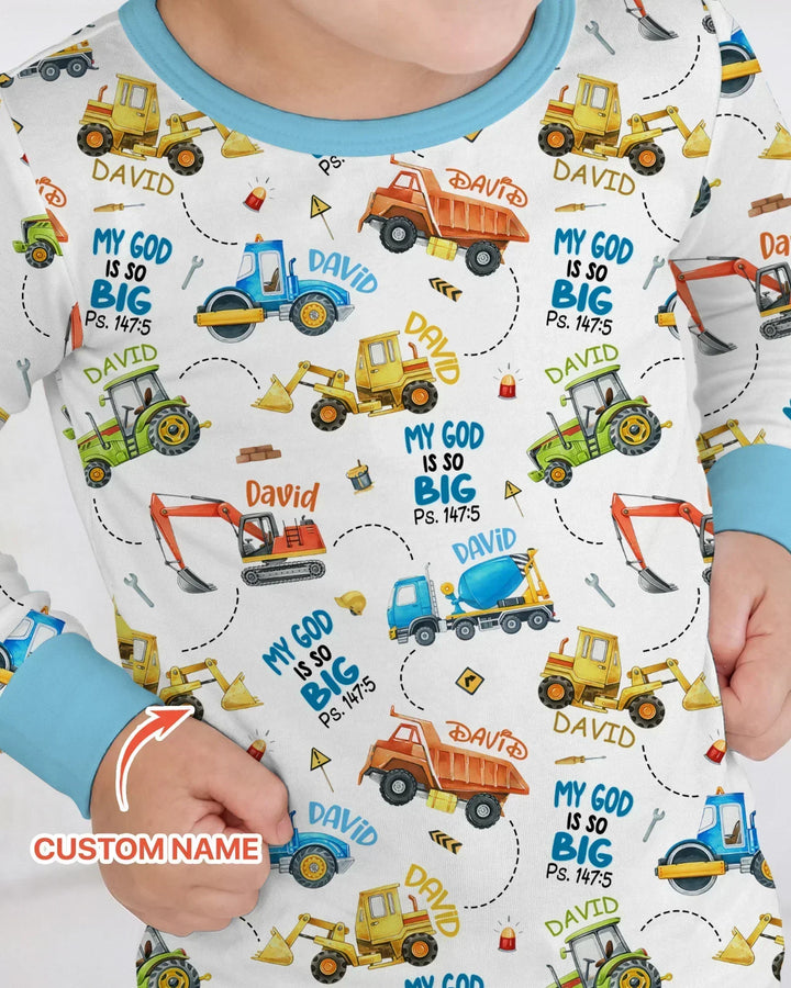 My God Is So Big Custom Name Bamboo Two Piece Long Sleeve Pajama Set