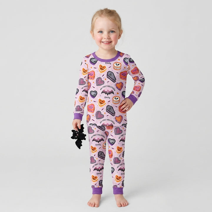Halloween Is My Birthday Custom Name Bamboo Two Piece Long Sleeve Pajama Set