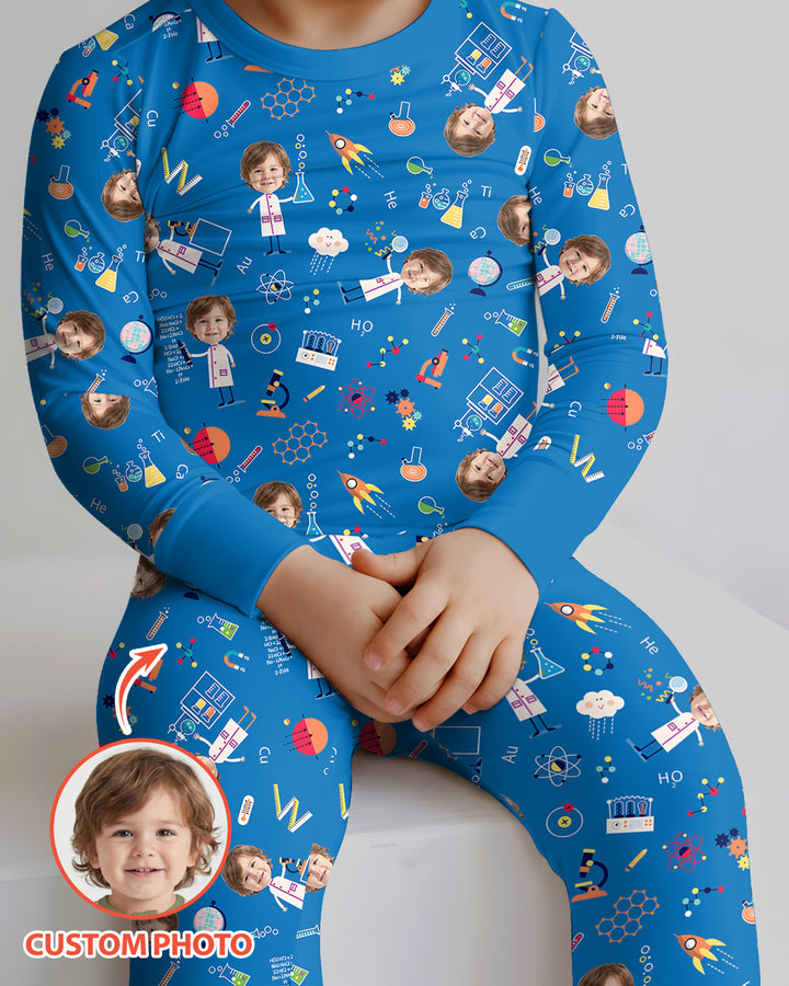 Custom Image Chemical Laboratory Bamboo Two Piece Long Sleeve Pajama Set