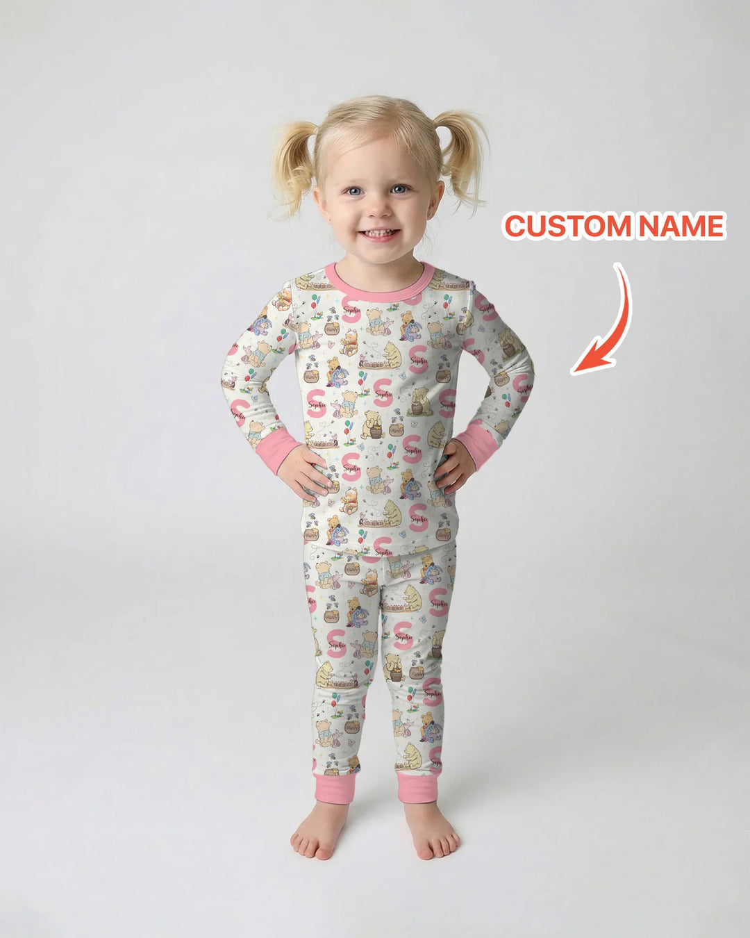Honey Bear Monogram Bamboo Two Piece Long Sleeve Pajama Set