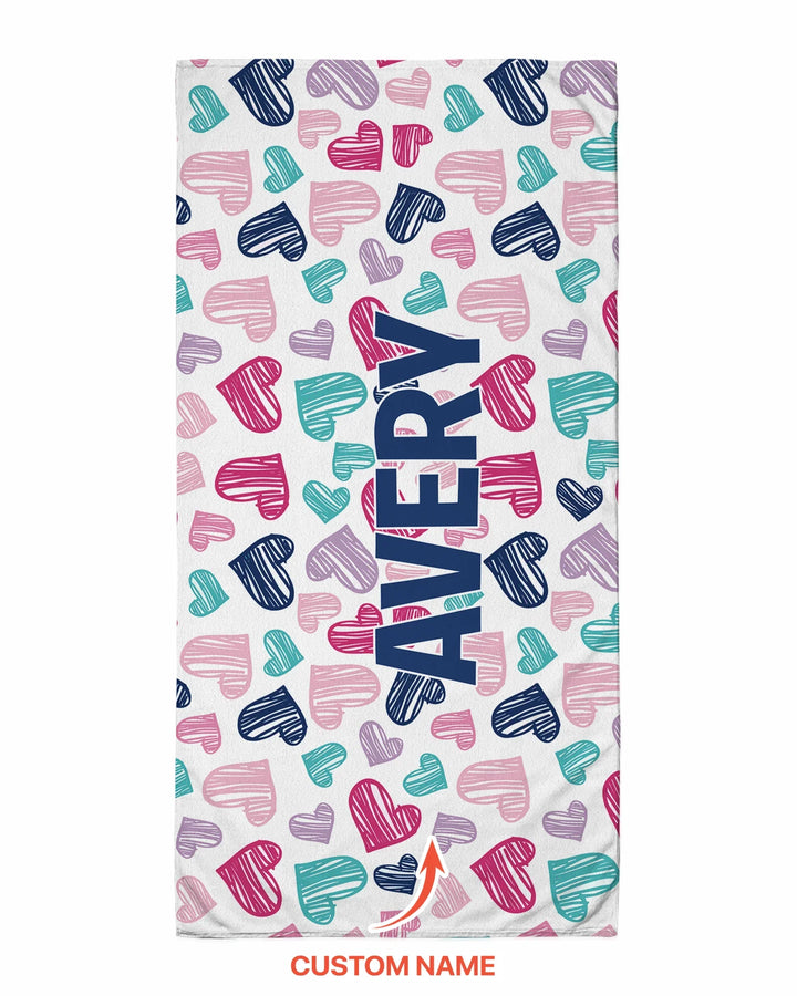 Custom Name Pretty Pattern Bamboo Beach Towel