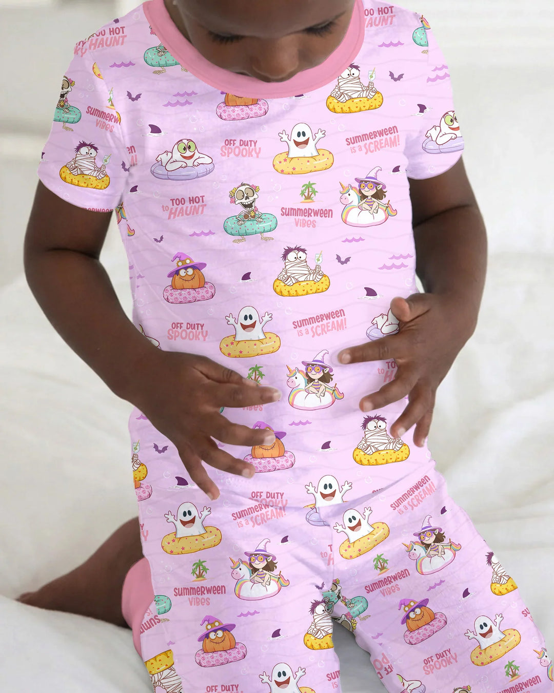 Summerween Cartoon Bamboo Two Piece Short Sleeve Pajama Set