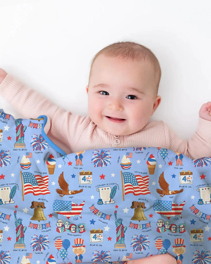 Hand Drawn Patriotic Iconic Bamboo Blanket
