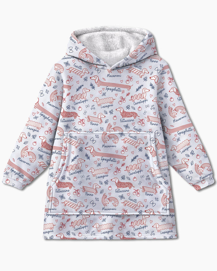 Funny Dachshund Pasta Pups Blanket Hoodie