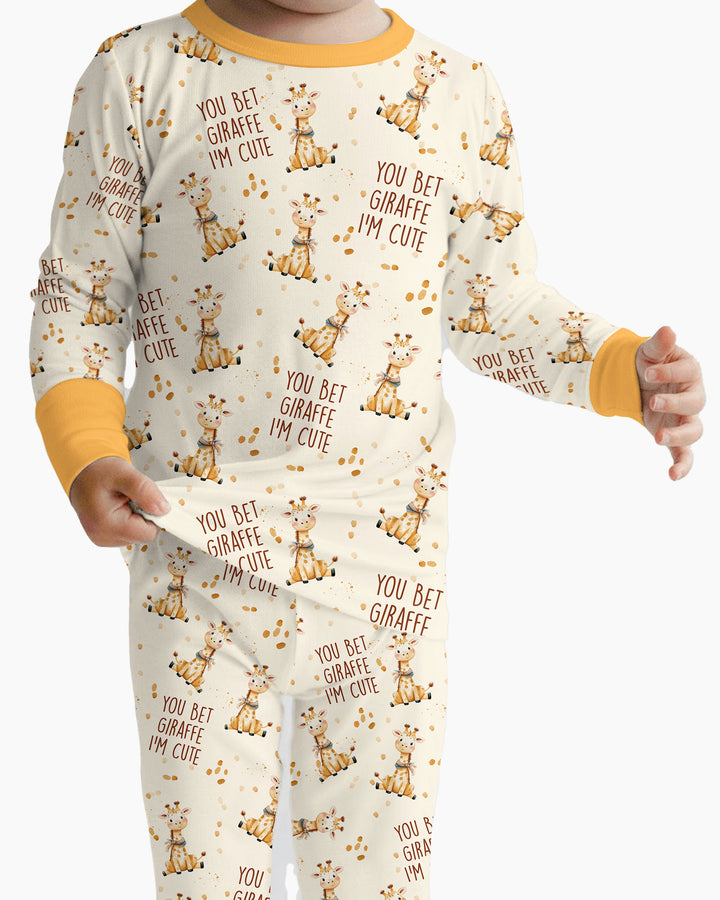 You Bet Giraffe I'm Cute Bamboo Two Piece Long Sleeve Pajama Set