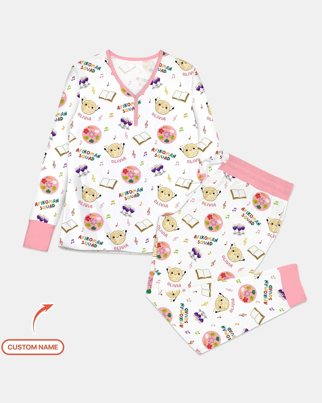 Custom Name Passover Afikoman Squad Bamboo Women Pajama Set
