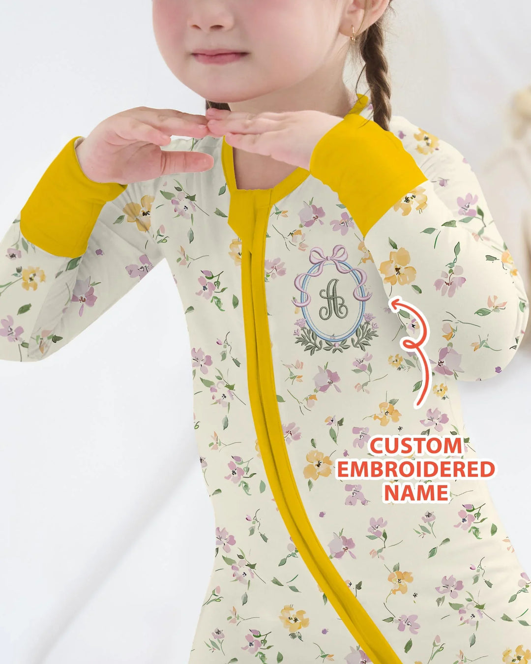 Custom Embroidered Name Floral Bamboo Convertible Zippy