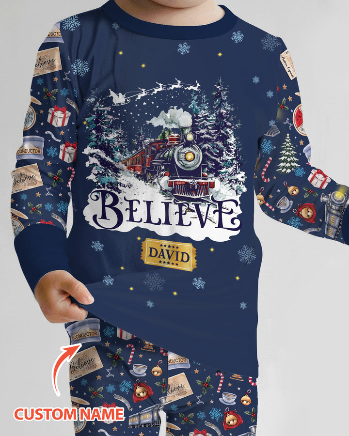 Believe Train Bamboo Two Piece Long Sleeve Pajama Set