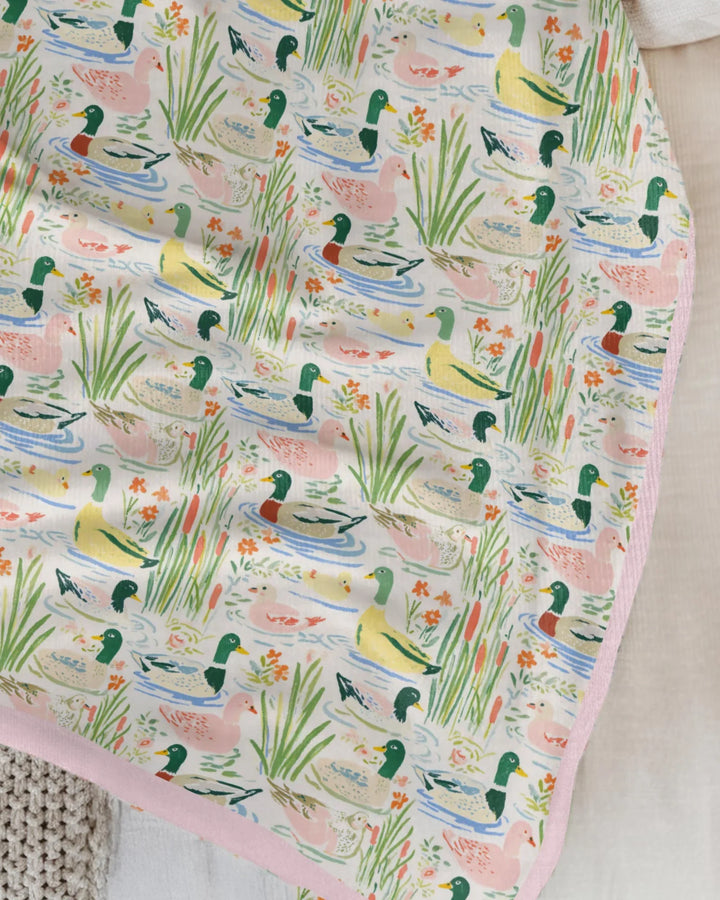 Whimsical Mallard Duck Bamboo Blanket