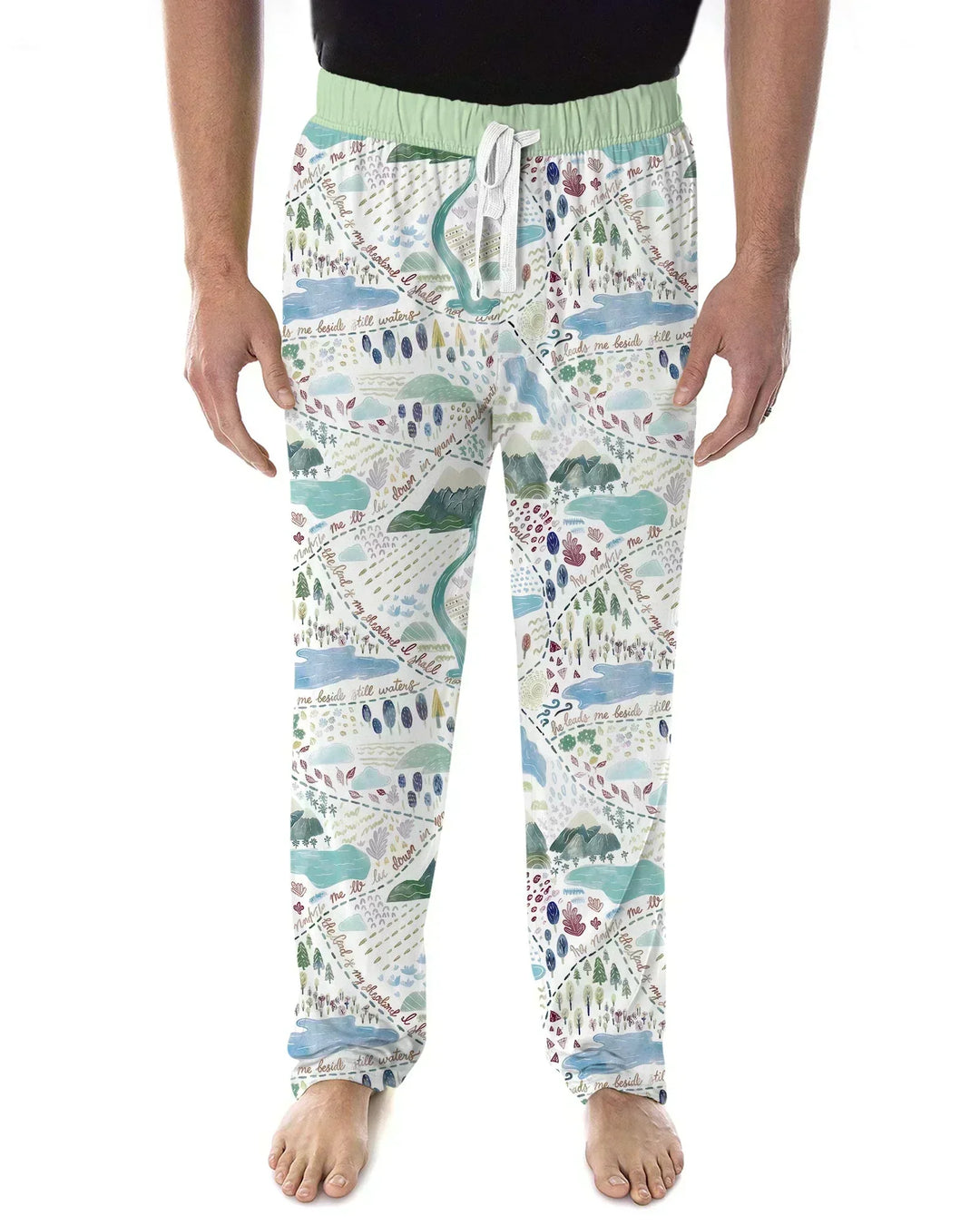 Whimsical Psalms 23 Map Bamboo Men's Pajama Set