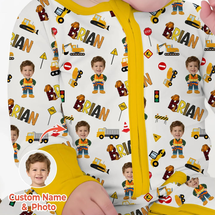 Custom Photo Doodle Little Builder Bamboo Convertible Zippy
